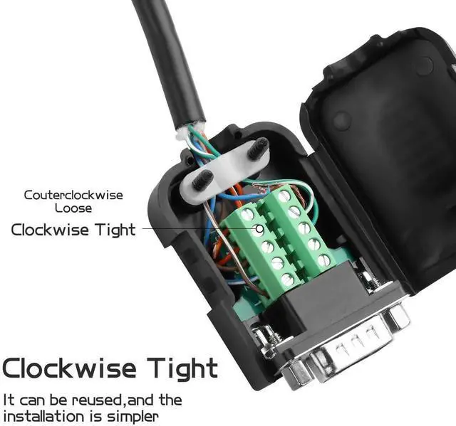Alt view image 5 of 7 - WRIARICH 1 Pair DB9 Male & Female RS232 Breakout Board Type B, 9Pin D-SUB Solderless Terminal Signal Module with Protective Housing & Lock Nuts