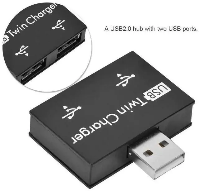 Alt view image 5 of 7 - WRIARICH Mini USB 2.0 Male To 2 Port USB Splitter Adapter, Dual USB Charging Hub Converter for Phone Laptop, Black