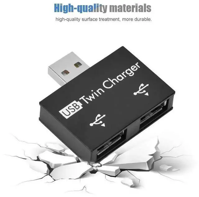 Alt view image 6 of 7 - WRIARICH Mini USB 2.0 Male To 2 Port USB Splitter Adapter, Dual USB Charging Hub Converter for Phone Laptop, Black
