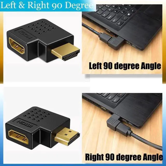 Alt view image 5 of 7 - WRIARICH 6 Pack Multi-Angle HDMI 2.0 Male to Female Adapters, 90/270 Degree Left/Right/Up/Down Gold Plated Connectors Support 4K 3D