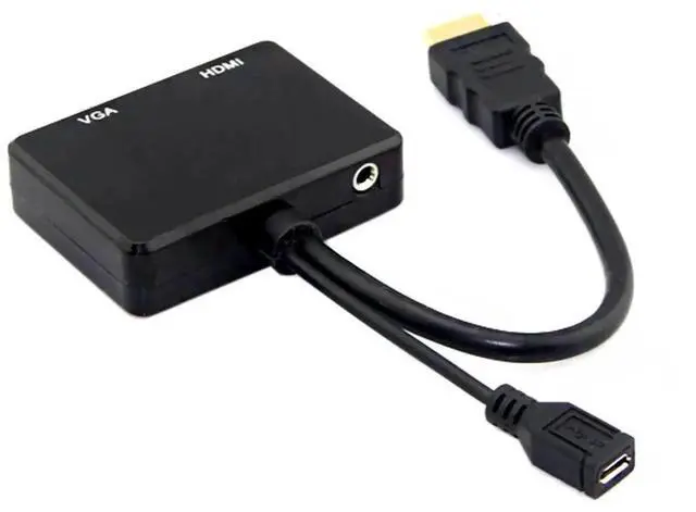 Alt view image 2 of 7 - WRIARICH HDMI to VGA + Dual HDMI Female Splitter Converter with 3.5mm Audio Port, Video Adapter for HDTV PC Laptop Monitor Projector
