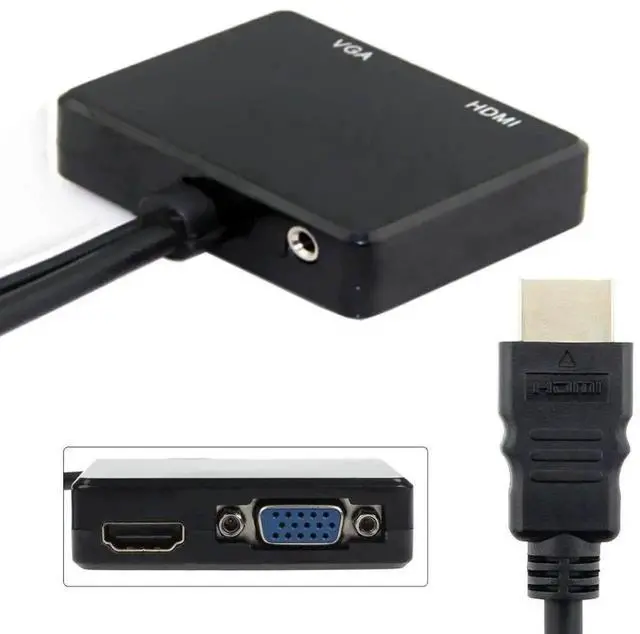 Alt view image 6 of 7 - WRIARICH HDMI to VGA + Dual HDMI Female Splitter Converter with 3.5mm Audio Port, Video Adapter for HDTV PC Laptop Monitor Projector