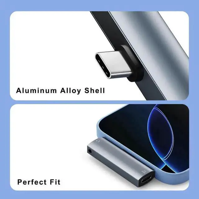 Alt view image 2 of 6 - WRIARICH 2-in-1 USB-C to 3.5mm Audio & Charging Adapter, PD 60W Fast Charging Splitter Dongle for iPhone 15/16, iPad, Galaxy, Note, Pixel