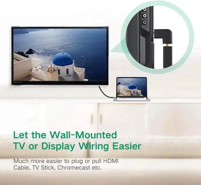 Alt view image 3 of 7 - WRIARICH 2 Pack 270 Degree Right Angle HDMI Male to Female Adapter, 4K Gold-Plated HDMI Elbow Extender for TV Stick, Roku, Chromecast, Xbox, PS4, Switch