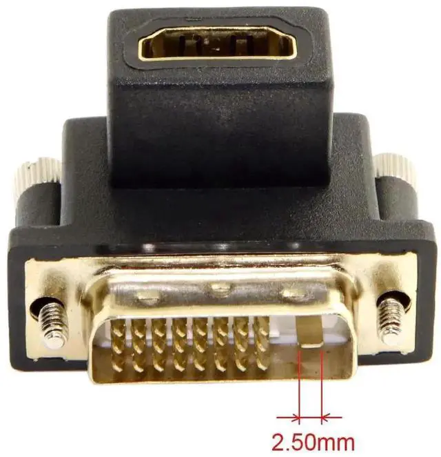 Alt view image 2 of 7 - WRIARICH 90 Degree Down Angled DVI Male to HDMI Female Adapter, 4K 1080P DVI to HDMI Converter for PC Graphics Card HDTV