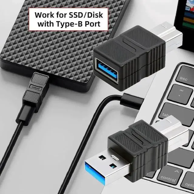 Alt view image 4 of 7 - WRIARICH 2PCS USB 3.0 Type-B Male to USB-A Male/Female Adapter, 5Gbps High Speed Data & Power Converter for SSD, Hard Drives & Cameras