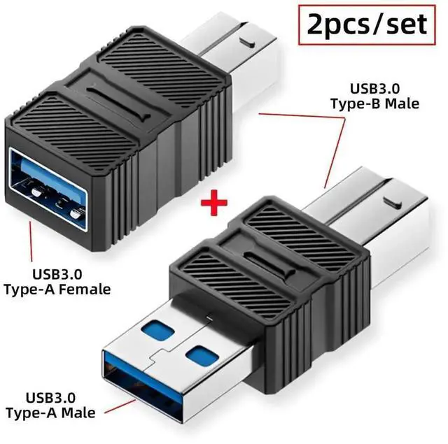 Alt view image 7 of 7 - WRIARICH 2PCS USB 3.0 Type-B Male to USB-A Male/Female Adapter, 5Gbps High Speed Data & Power Converter for SSD, Hard Drives & Cameras