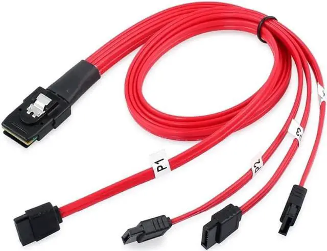 Alt view image 2 of 4 - WRIARICH Mini Sas 36Pin Sff-8087 Male to 4 Sata 7Pin Female Cable,Mini Sas Host/Controller to 4 Sata Target/Backplane 1m