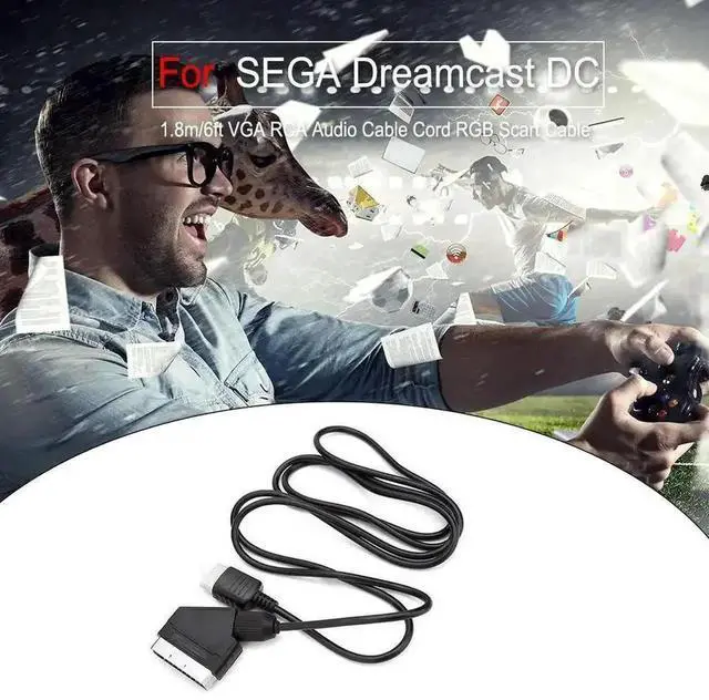 Alt view image 2 of 3 - WRIARICH RGB SCART AV Cable with VGA RCA Audio Adapter Wire, Retro Gaming Cord for SEGA Dreamcast DC Console