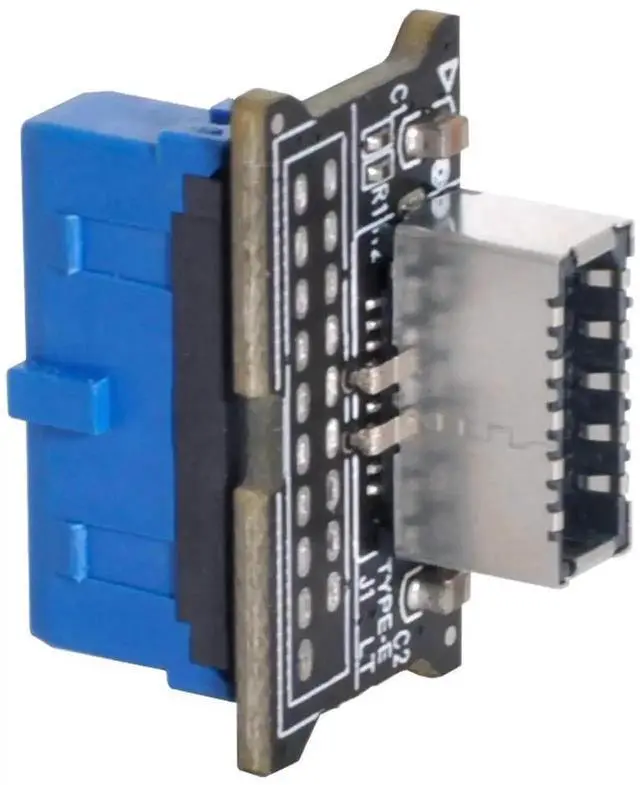 Alt view image 2 of 5 - WRIARICH Vertical 90° USB 3.1 Gen2 Type-E Key-A Female to USB 3.0 20Pin Male Header Adapter, Vertical Up/Down Internal Motherboard Extension Converter