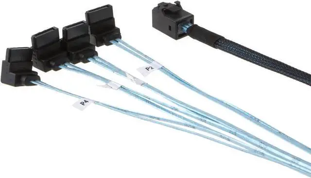 Alt view image 3 of 3 - WRIARICH Internal HD Mini SAS (SFF-8643 Host) - 4X SATA (Target) Angle Cable, SFF-8643 for Controller, 4 Sata Connect to Hard Drive, 1M / 3.3FT