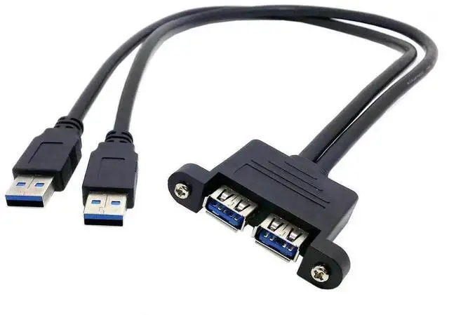 Alt view image 2 of 7 - WRIARICH 0.5M USB 3.0 Front Panel Extension Cable, Dual Male Header to Dual Female Ports with Mount Holes