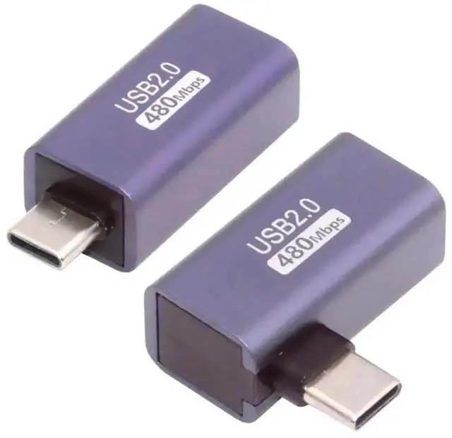 Alt view image 6 of 7 - WRIARICH 2 Pack 90 Degree Angled USB-C Male to USB 2.0 Type-B Female Adapter, Printer Scanner Hard Disk Interface Converter
