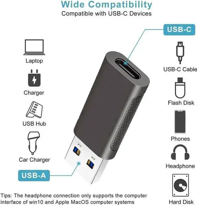Alt view image 3 of 7 - WRIARICH Pack of 4 USB C Adapters, 2 Pack USB-C Female to USB-A Male + 2 Pack USB-A Female to USB-C Male, High Speed Data Transfer & Fast Charging Converter for iPhone, iPad, Laptop, PC