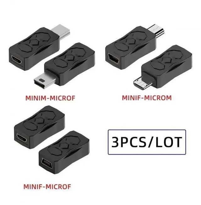 Alt view image 4 of 7 - WRIARICH 3 Pack Micro USB 2.0 to Mini USB 5Pin Adapter, Male to Female Converter for Data Sync & Charging Extension