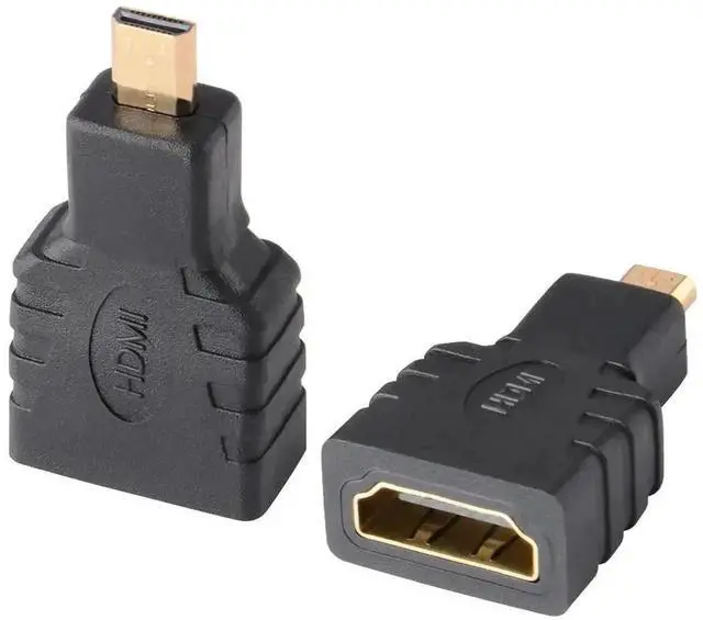 Main image of WRIARICH 2 Pack Gold-Plated Micro HDMI Male to HDMI Female Adapter, Supports 4K 3D ARC Ethernet Micro HDMI to HDMI Converter for Camera Laptop Smartphone