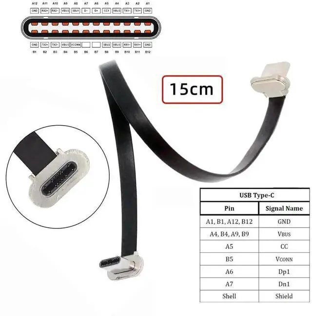 Alt view image 2 of 7 - WRIARICH 15cm Angled USB-C to USB-C Flat Cable, 65W Fast Charging Ultra Slim USB 2.0 Cord for Laptops, Phones & Tablets
