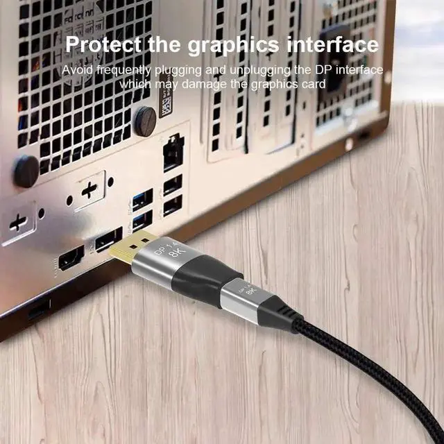 Alt view image 4 of 6 - WRIARICH Bi-Directional Mini DP to DP 1.4 Adapter, Male DisplayPort to Female Mini DisplayPort Converter Supports 8K@60Hz 4K@144Hz for Laptop Monitor Gaming PC