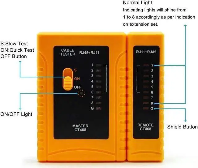 Alt view image 2 of 3 - WRIARICH RJ45 RJ11 RJ12 Network Cable Tester, LAN Cable Test Tool for CAT5 CAT6 CAT7 UTP STP Ethernet & Telephone Line