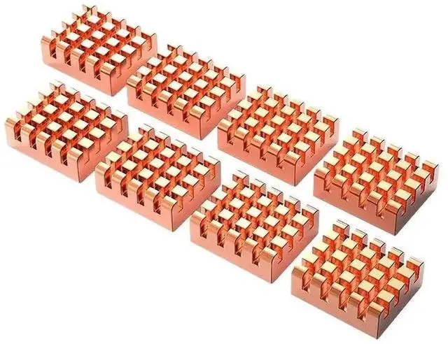 Main image of WRIARICH 8 Pack Pure Copper Small Heatsinks, Memory Cooling Radiators for GPU, Motherboard, Sound Card Chips