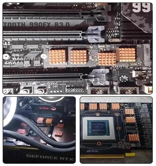 Alt view image 4 of 6 - WRIARICH 8 Pack Pure Copper Small Heatsinks, Memory Cooling Radiators for GPU, Motherboard, Sound Card Chips