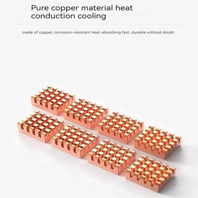 Alt view image 6 of 6 - WRIARICH 8 Pack Pure Copper Small Heatsinks, Memory Cooling Radiators for GPU, Motherboard, Sound Card Chips