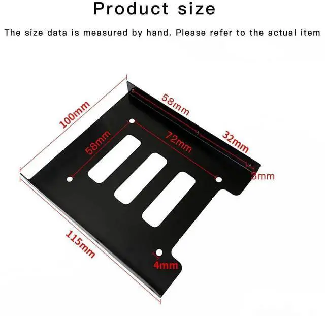 Alt view image 3 of 7 - WRIARICH 2 Pack Black 2.5 to 3.5 Inch SSD HDD Mounting Bracket, Universal Hard Drive Adapter Tray for Desktop PC Chassis Storage Installation