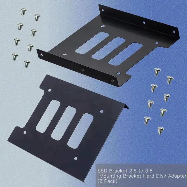 Alt view image 6 of 7 - WRIARICH 2 Pack Black 2.5 to 3.5 Inch SSD HDD Mounting Bracket, Universal Hard Drive Adapter Tray for Desktop PC Chassis Storage Installation