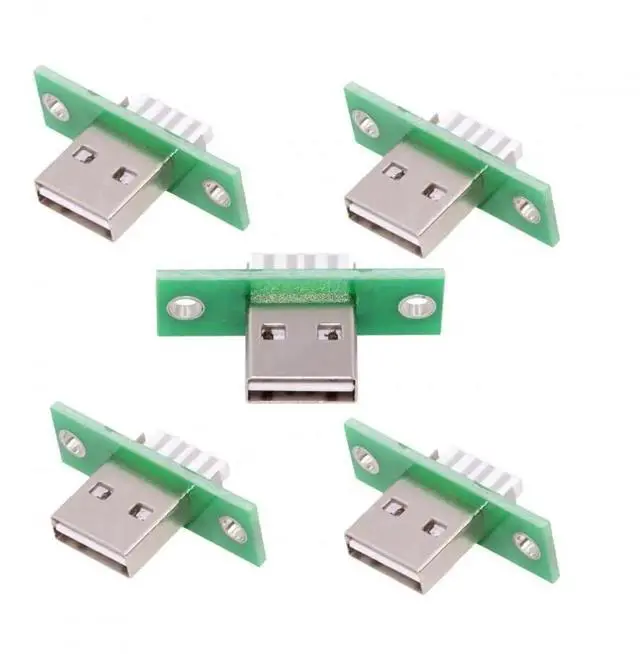 Main image of WRIARICH 5Pcs/Set Panel Mount USB Type-A Male Solder Connector, Reversible DIY OEM USB-A Male Plug Replacement Parts