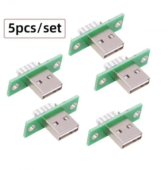 Alt view image 2 of 6 - WRIARICH 5Pcs/Set Panel Mount USB Type-A Male Solder Connector, Reversible DIY OEM USB-A Male Plug Replacement Parts