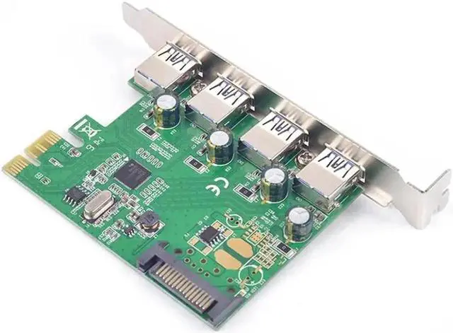 Alt view image 2 of 6 - WRIARICH 4 Port USB 3.0 PCIe X1 Expansion Card, Renesas (NEC) Chipset, 15-Pin SATA Power Supply, SuperSpeed 5Gbps PCI-E USB Controller Adapter for Desktop Motherboard