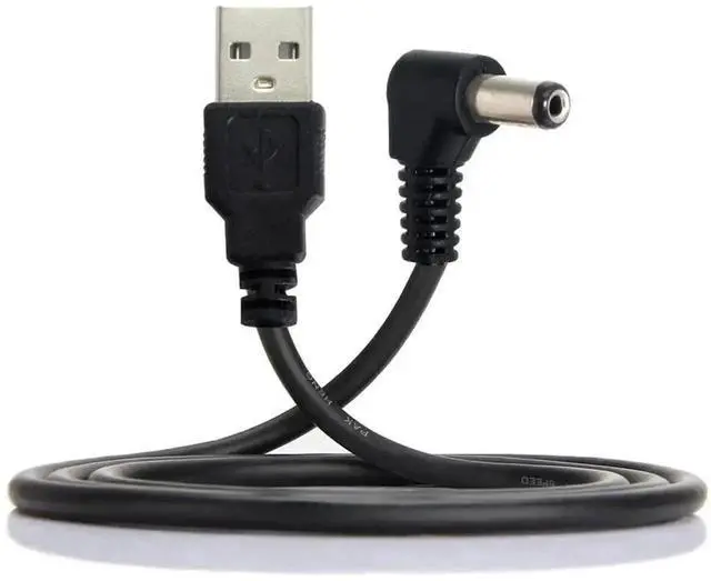 Main image of WRIARICH 120CM USB 2.0 A Male to 90 Degree Right Angled DC 5.5x1.5mm Power Cable, 5V Barrel Connector Charging Cord