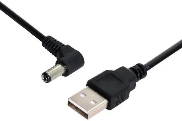 Alt view image 5 of 6 - WRIARICH 120CM USB 2.0 A Male to 90 Degree Right Angled DC 5.5x1.5mm Power Cable, 5V Barrel Connector Charging Cord