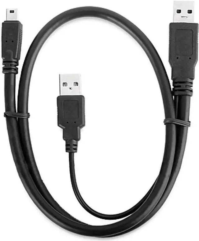 Main image of WRIARICH 60cm Mini USB 2.0 Dual Power Male to Male Cable, Data Sync Cord for External HDD