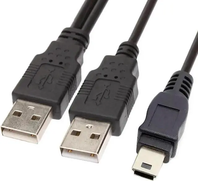 Alt view image 2 of 5 - WRIARICH 60cm Mini USB 2.0 Dual Power Male to Male Cable, Data Sync Cord for External HDD