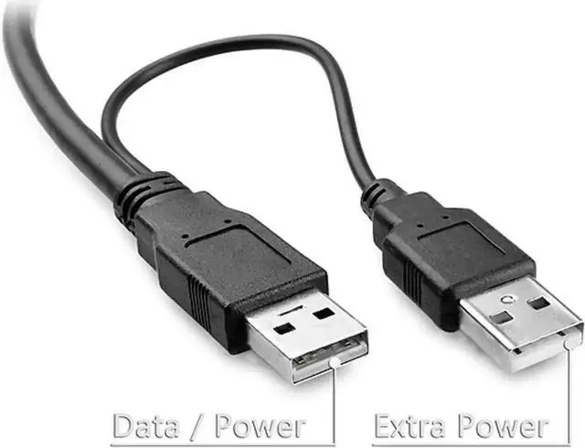 Alt view image 3 of 5 - WRIARICH 60cm Mini USB 2.0 Dual Power Male to Male Cable, Data Sync Cord for External HDD