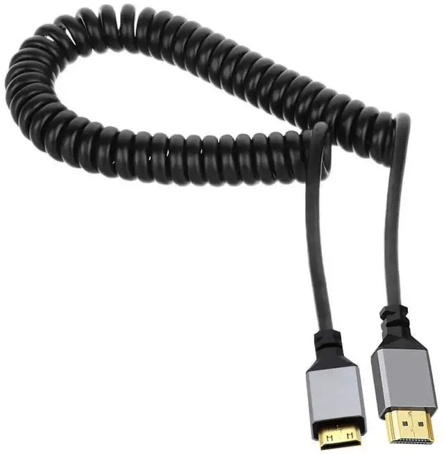 Main image of WRIARICH Coiled Stretch Mini HDMI 2.0 Cable Mini HDMI Male to HDMI Male, Straight Connector Supports 4K@60Hz for Laptop HDTV Monitor PC