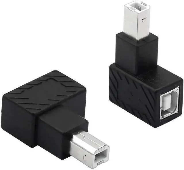 Main image of WRIARICH 2 Pack Left 90 Degree USB 2.0 Type B Male to Female Printer Adapter, L-Shaped USB B Extension Connector for Printer, Scanner, External Hard Drive