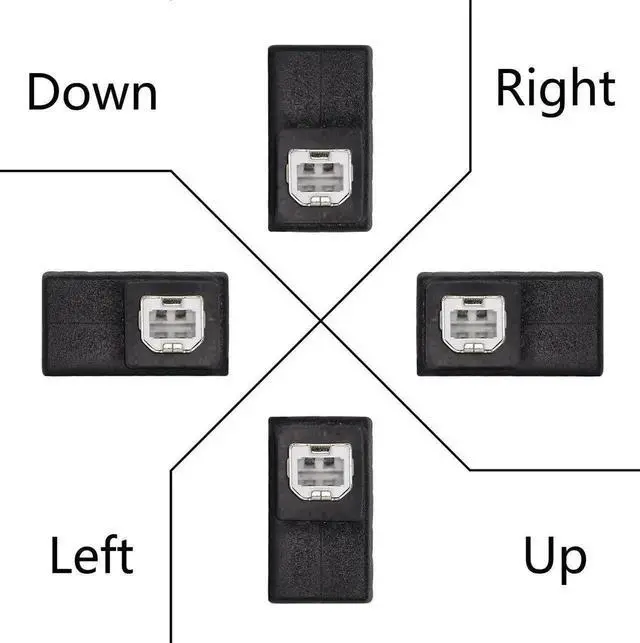 Alt view image 2 of 5 - WRIARICH 2 Pack Left 90 Degree USB 2.0 Type B Male to Female Printer Adapter, L-Shaped USB B Extension Connector for Printer, Scanner, External Hard Drive