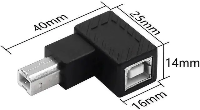 Alt view image 3 of 5 - WRIARICH 2 Pack Left 90 Degree USB 2.0 Type B Male to Female Printer Adapter, L-Shaped USB B Extension Connector for Printer, Scanner, External Hard Drive
