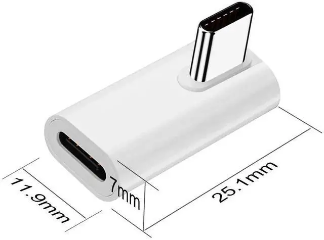 Alt view image 2 of 6 - WRIARICH 2 Pack White 90 Degree Right Angle USB-C Male to Female Adapter, 140W, 40Gbps, 8K@60Hz Extender for Thunderbolt 3/4, Laptops & Phones