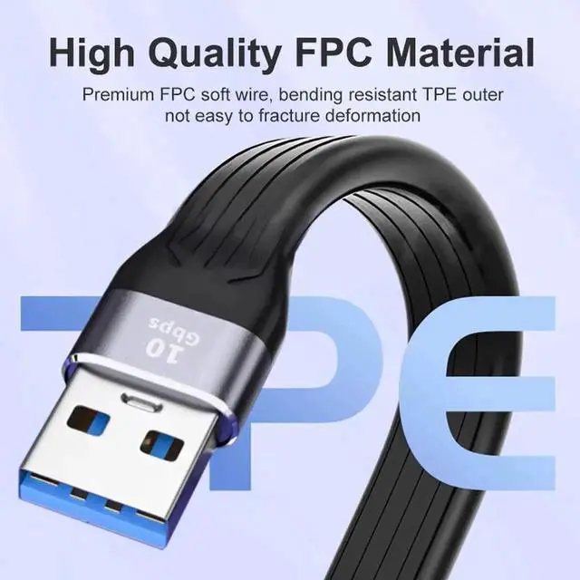 Alt view image 7 of 7 - WRIARICH 13cm Flat Slim FPC Extension Cable, USB 3.1 Type A Female to USB 3.0 Type A Male, 10Gbps Data for Laptops & Desktops