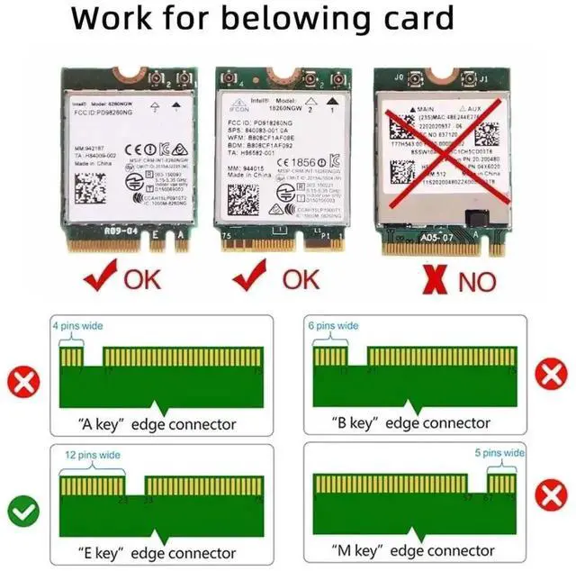 Alt view image 3 of 7 - WRIARICH M.2 2230 to 2242 NGFF A+E Key Extension Adapter, Wireless WiFi Card Spacer Protector Upgrade Board
