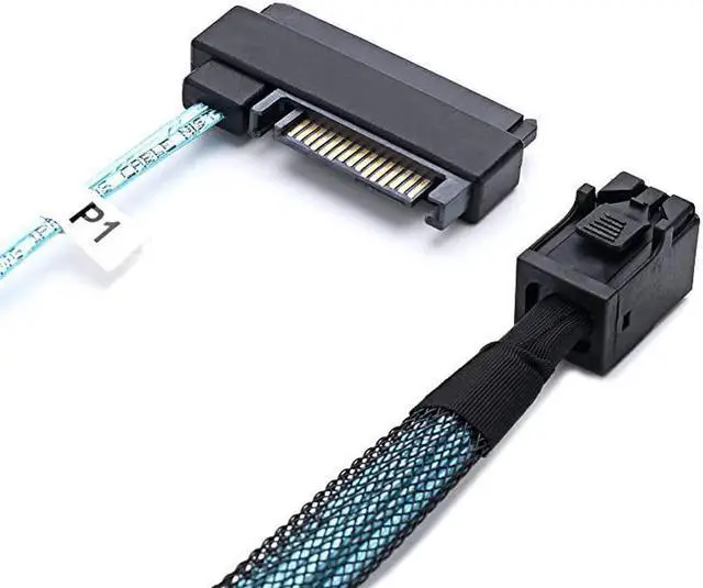 Alt view image 2 of 6 - WRIARICH 1M SFF-8643 to 4×SFF-8482 Mini SAS HD Cable with 15Pin SAS Power, 12Gbps Server RAID Cord