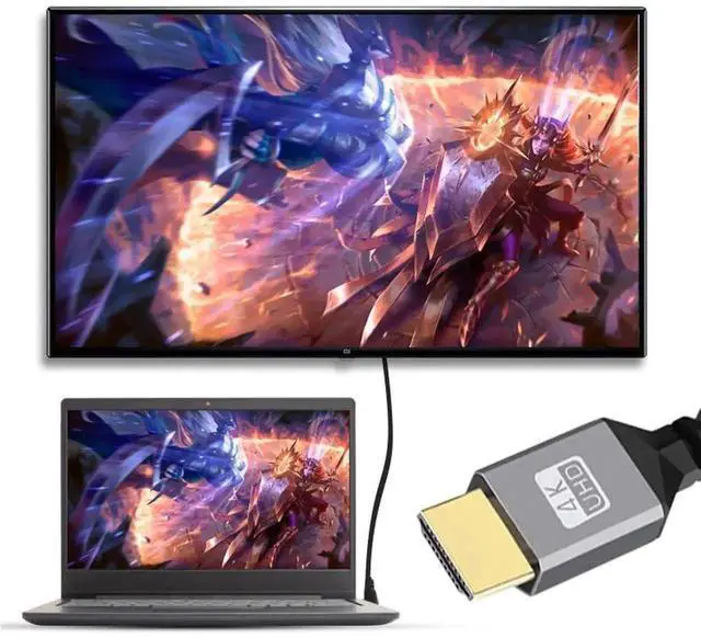 Alt view image 4 of 7 - WRIARICH Coiled Stretch HDMI 2.0 Cable Male to Male, 4K@60Hz Straight Connector Cord for Laptop HDTV Monitor PC