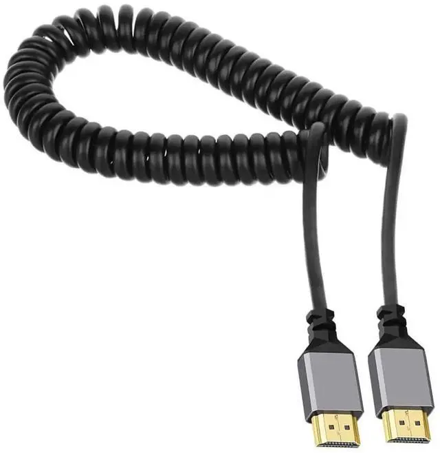 Main image of WRIARICH Coiled Stretch HDMI 2.0 Cable Male to Male, 4K@60Hz Straight Connector Cord for Laptop HDTV Monitor PC