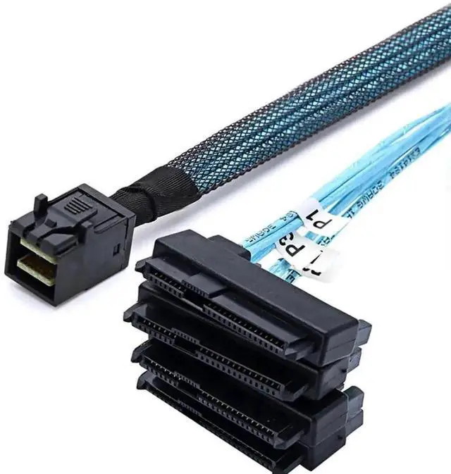 Main image of WRIARICH 0.5M SFF-8643 to 4×SFF-8482 Mini SAS Breakout Cable, 6Gbps Server RAID Storage Cord