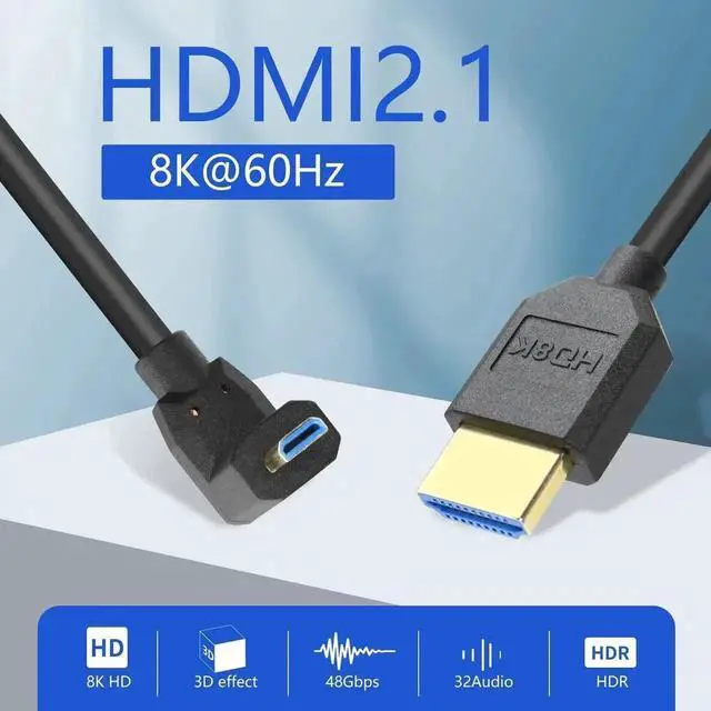 Alt view image 4 of 7 - WRIARICH Down Angled Coiled Micro HDMI to HDMI 2.1 Cable, 48Gbps Telescopic Cord Supports 8K 120Hz Dynamic HDR for Digital Cameras