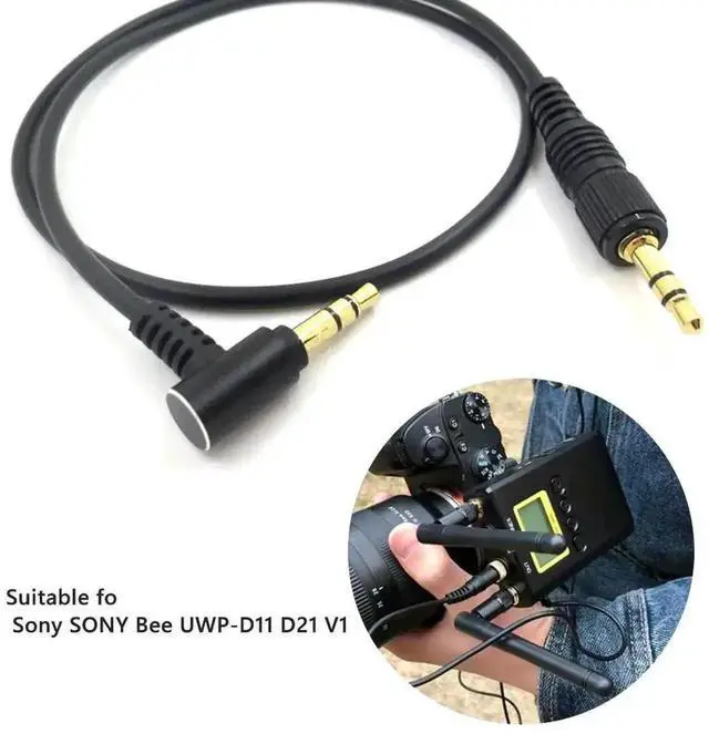 Main image of 3.5mm Locking TRS Audio Splitter/Insert Cable, Right Angle 3.5mm Male to Straight 3.5mm Male Mic Recording Cable, Replacement Audio Accessory for Sony UWP-D11 UWP-D21 Wireless Microphone Receiver
