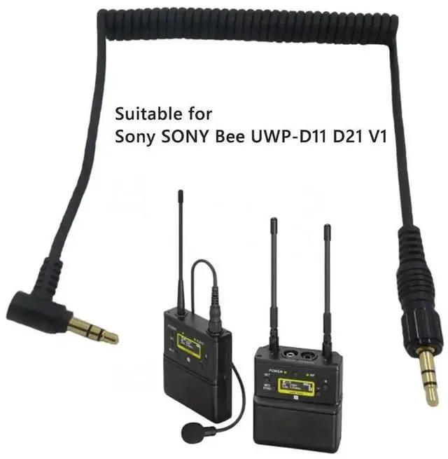 Alt view image 2 of 3 - 3.5mm Locking TRS Audio Splitter/Insert Cable, Right Angle 3.5mm Male to Straight 3.5mm Male Mic Recording Cable, Replacement Audio Accessory for Sony UWP-D11 UWP-D21 Wireless Microphone Receiver